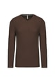 Heren T-shirt lange mouw V Hals Kariban K358 CHOCOLATE